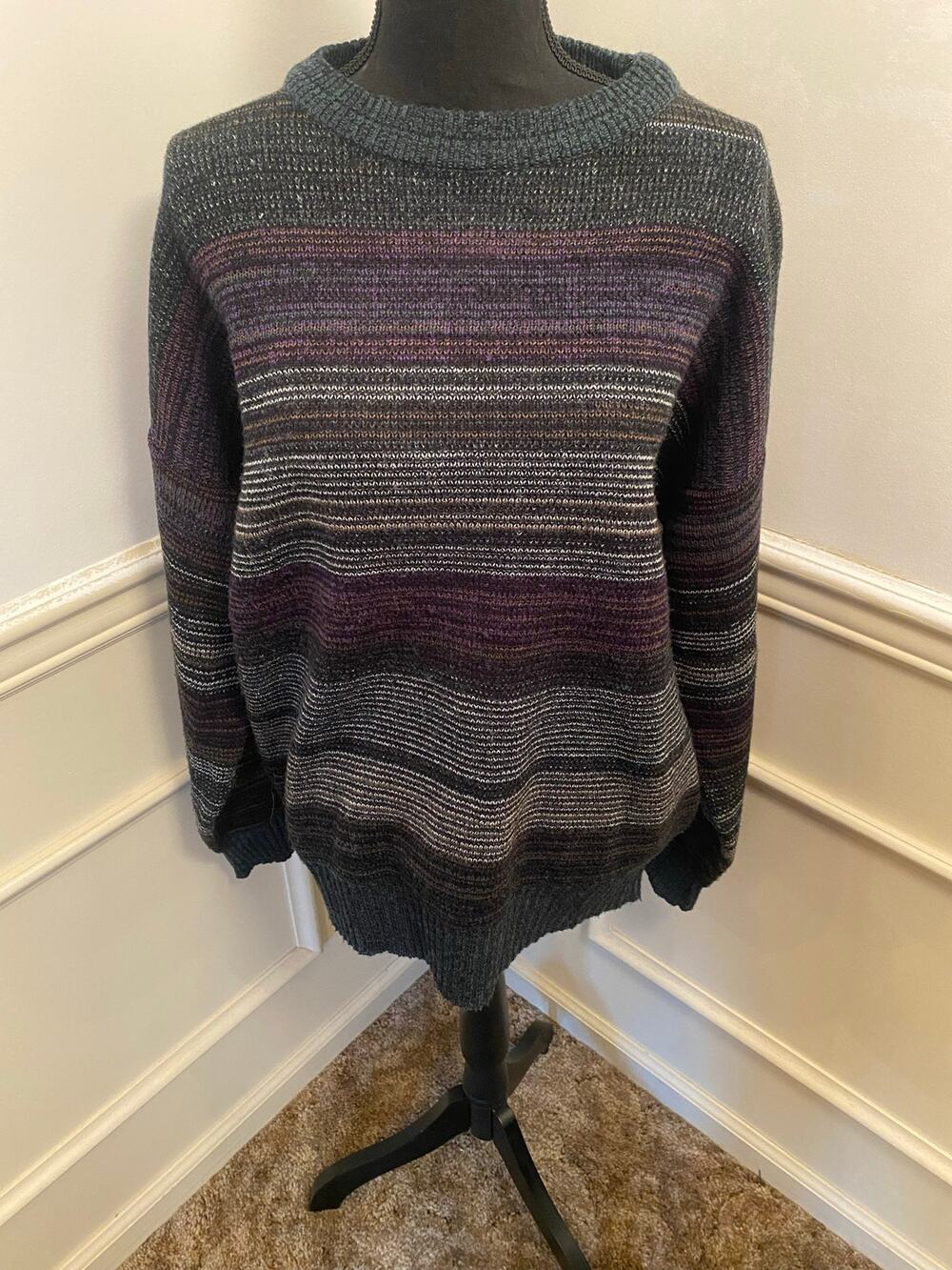 Vintage Striped Union Pier Crewneck Pullover Sweater Retro Earthy Grandpacore